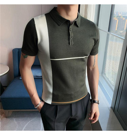 Playera Slim Fit Rayas Color Block Elástica Manga Corta - Image 16