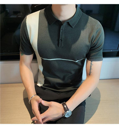 Playera Slim Fit Rayas Color Block Elástica Manga Corta - Image 18