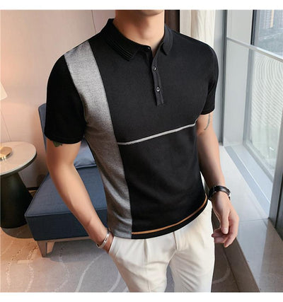 Playera Slim Fit Rayas Color Block Elástica Manga Corta - Image 3