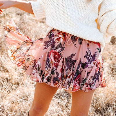 Falda Elegante Floral Volantes Chifón Moda Estampada - Image 8