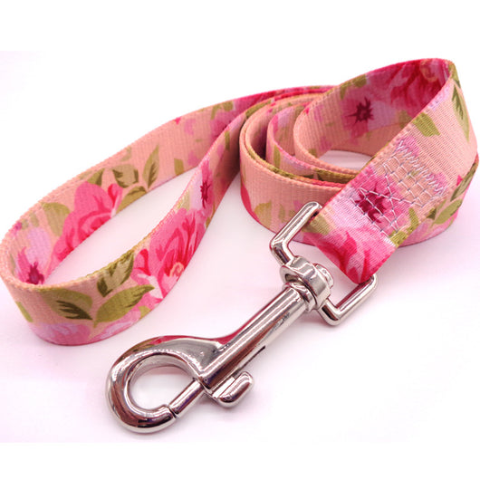 Correa para Mascotas Estilo Pastoral con Estampado Floral Rosa