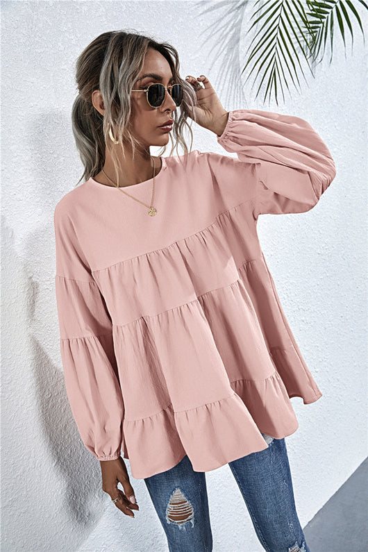 Blusa Suelta de Cuello Redondo Manga Larga Oversized - Image 12