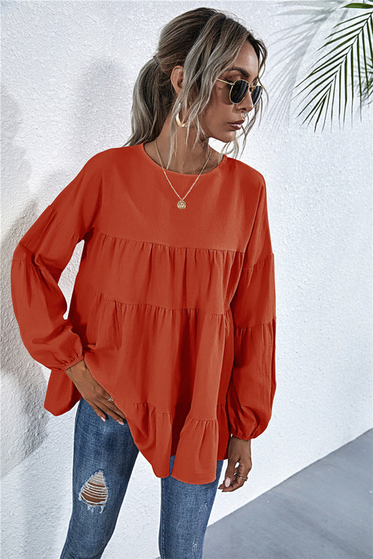 Blusa Suelta de Cuello Redondo Manga Larga Oversized - Image 10