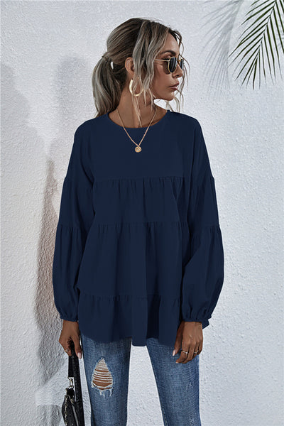 Blusa Suelta de Cuello Redondo Manga Larga Oversized - Image 3