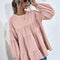 Blusa Suelta de Cuello Redondo Manga Larga Oversized