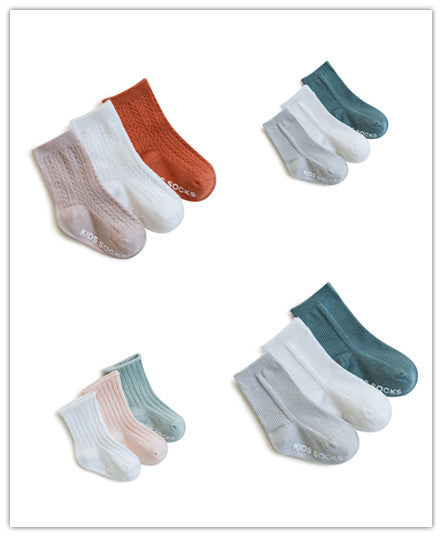 Set de Calcetines Infantiles Primavera Verano Antideslizantes Colores Sólidos y Rayas - Image 7