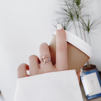 Anillo Flor de Cristal Diamante con Circonita Micro Incrustada - Diseño Abierto Ajustable - Image 30