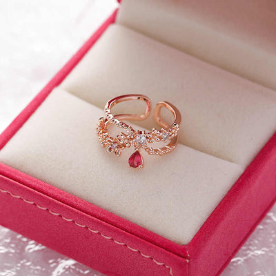 Anillo Flor de Cristal Diamante con Circonita Micro Incrustada - Diseño Abierto Ajustable - Image 5