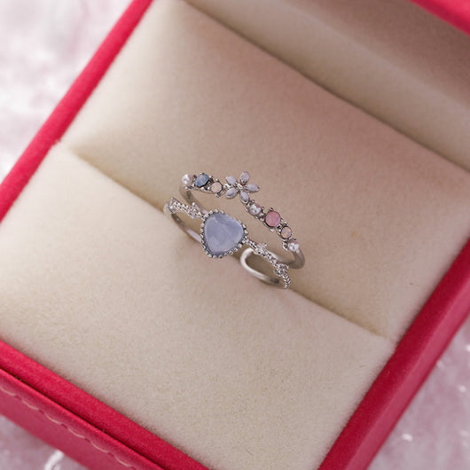 Anillo Flor de Cristal Diamante con Circonita Micro Incrustada - Diseño Abierto Ajustable - Image 10