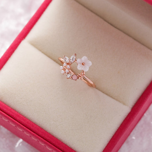 Anillo Flor de Cristal Diamante con Circonita Micro Incrustada - Diseño Abierto Ajustable - Image 8