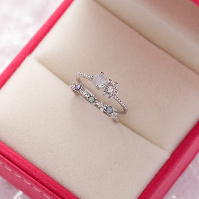 Anillo Flor de Cristal Diamante con Circonita Micro Incrustada - Diseño Abierto Ajustable - Image 9