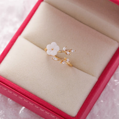 Anillo Flor de Cristal Diamante con Circonita Micro Incrustada - Diseño Abierto Ajustable - Image 11