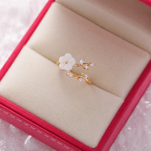 Anillo Flor de Cristal Diamante con Circonita Micro Incrustada - Diseño Abierto Ajustable - Image 11