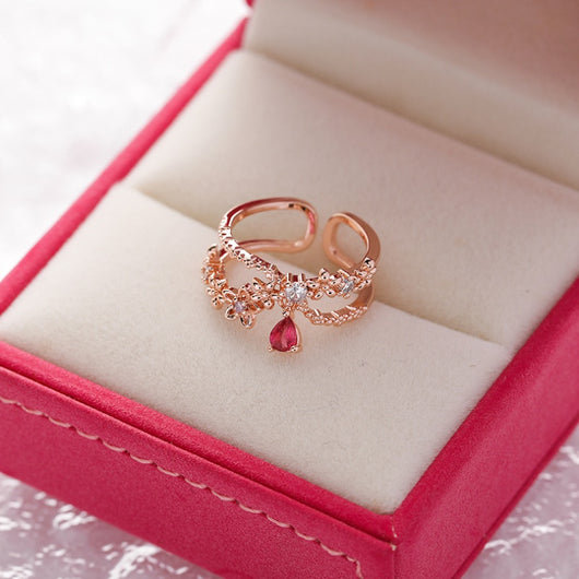 Anillo Flor de Cristal Diamante con Circonita Micro Incrustada - Diseño Abierto Ajustable - Image 14