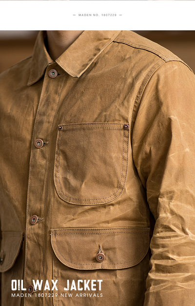 Chaqueta de Lona Encerada Estilo Retro Japonés Slim Fit - Image 4