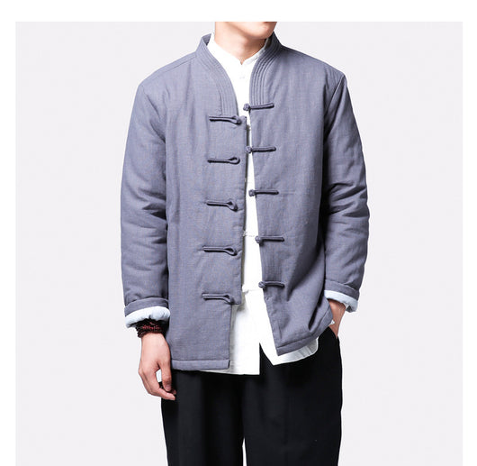 Chaqueta Acolchada Tang Estilo Chino con Botones de Disco en Lino para Jóvenes - Image 9