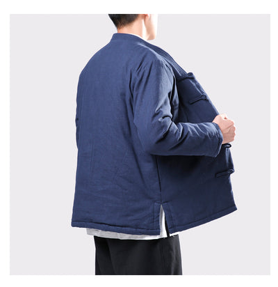 Chaqueta Acolchada Tang Estilo Chino con Botones de Disco en Lino para Jóvenes - Image 14