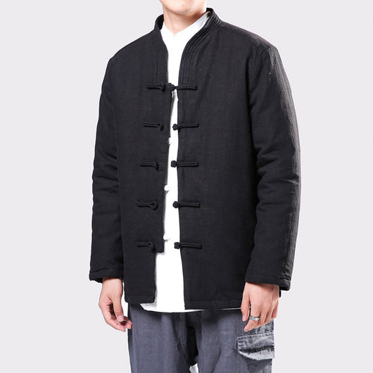 Chaqueta Acolchada Tang Estilo Chino con Botones de Disco en Lino para Jóvenes - Image 10