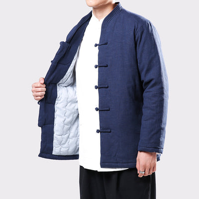 Chaqueta Acolchada Tang Estilo Chino con Botones de Disco en Lino para Jóvenes - Image 11