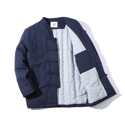 Chaqueta Acolchada Tang Estilo Chino con Botones de Disco en Lino para Jóvenes - Image 13