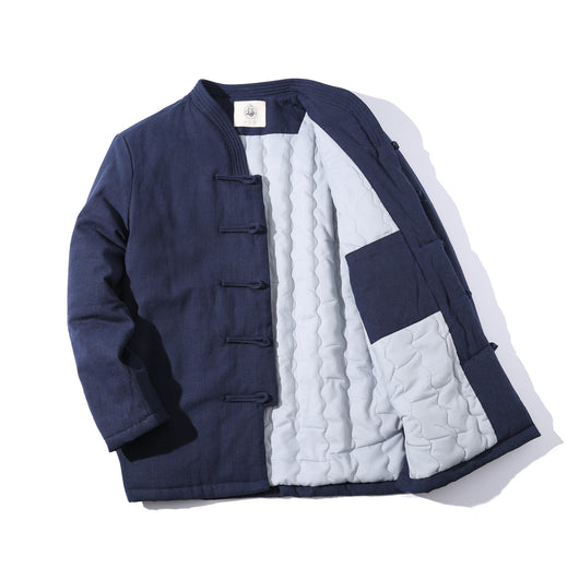 Chaqueta Acolchada Tang Estilo Chino con Botones de Disco en Lino para Jóvenes - Image 13