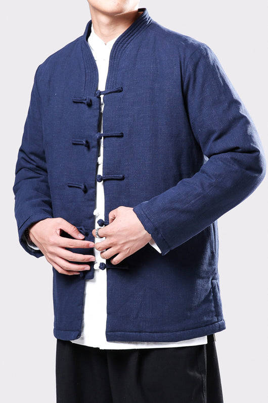 Chaqueta Acolchada Tang Estilo Chino con Botones de Disco en Lino para Jóvenes - Image 12