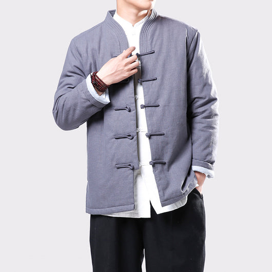 Chaqueta Acolchada Tang Estilo Chino con Botones de Disco en Lino para Jóvenes - Image 4