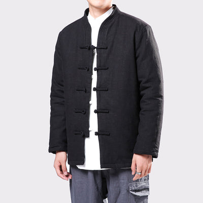Chaqueta Acolchada Tang Estilo Chino con Botones de Disco en Lino para Jóvenes - Image 2