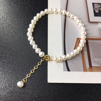 Pulsera de Perlas de Agua Dulce 5-6mm - Diseño Minimalista Versátil