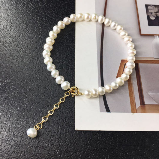 Pulsera de Perlas de Agua Dulce 5-6mm - Diseño Minimalista Versátil