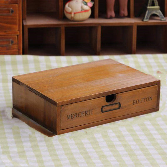 Organizador de Escritorio de Madera con Cajones - Base Elevada de Doble Nivel