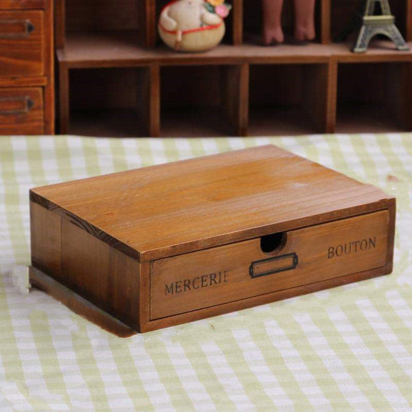 Organizador de Escritorio de Madera con Cajones - Base Elevada de Doble Nivel