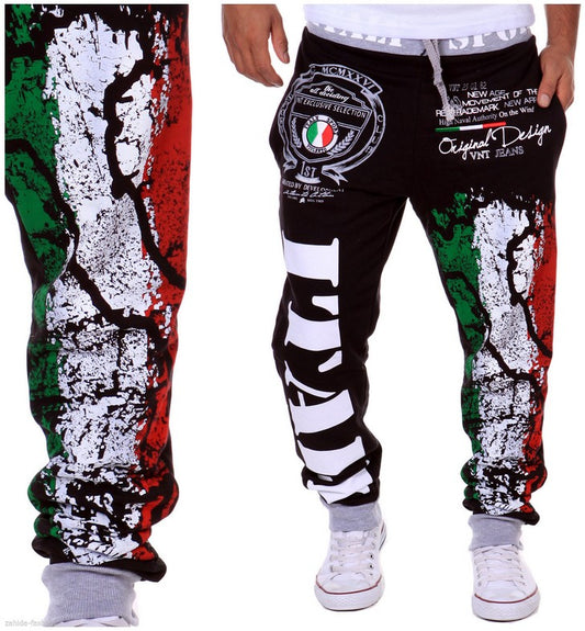 Pantalones Deportivos Casuales con Estampa Bandera Italiana para Hombre - Image 2