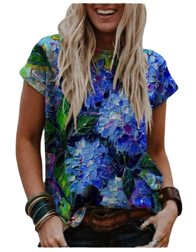 Camiseta Manga Corta Estampada para Mujer - Diseño Europeo y Americano - Image 9