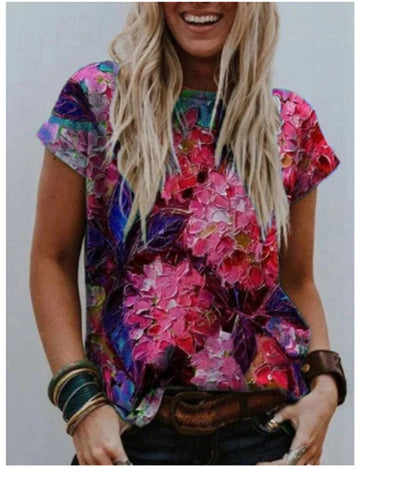 Camiseta Manga Corta Estampada para Mujer - Diseño Europeo y Americano - Image 7