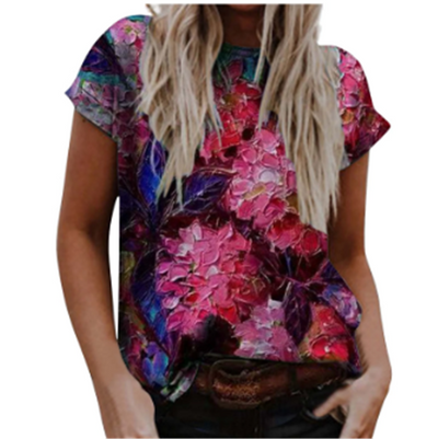 Camiseta Manga Corta Estampada para Mujer - Diseño Europeo y Americano - Image 11