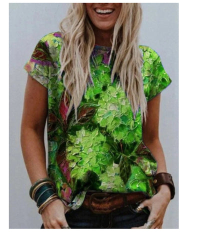 Camiseta Manga Corta Estampada para Mujer - Diseño Europeo y Americano - Image 2