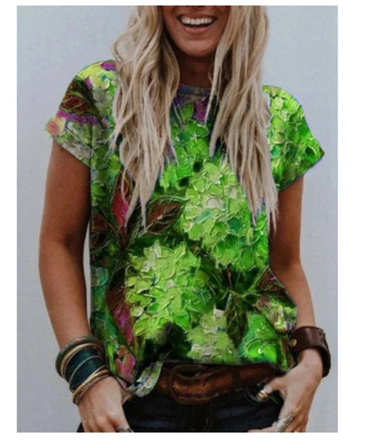 Camiseta Manga Corta Estampada para Mujer - Diseño Europeo y Americano - Image 2