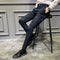 Calça Masculina Slim Fit Estilo Coreano com Textura Jacquard