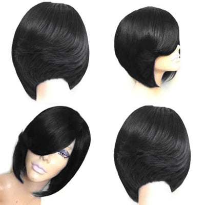 Peluca Corta Liso Cabello Natural Seda Temperatura Alta Estilo Europeo Americano