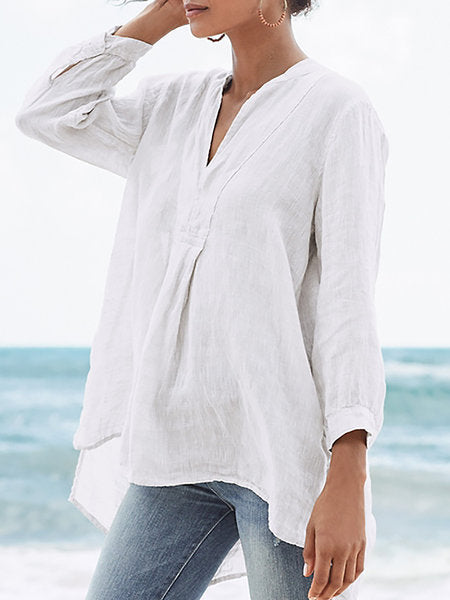 Camisa Asimétrica de Arena - Corta al Frente y Larga Atrás