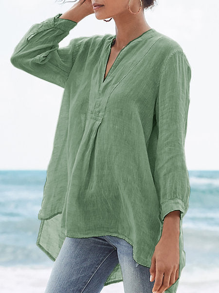 Camisa Asimétrica de Arena - Corta al Frente y Larga Atrás - Image 3