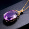 Colgante de Amatista con Oro 14K - Collar Cristal Elegante Europeo