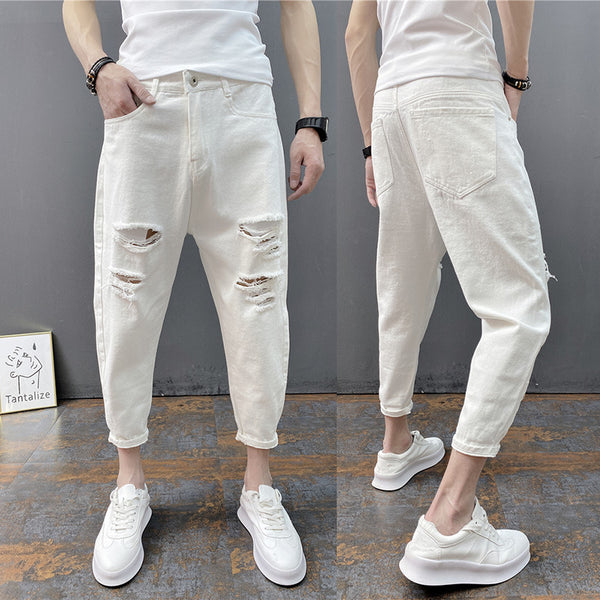 Pantalones Vaqueros Holgados para Hombre con Roturas en los Tobillos