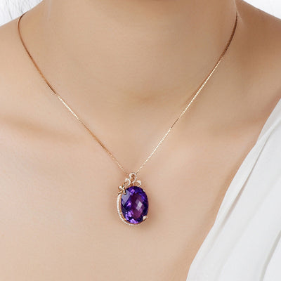 Colgante de Amatista Sintética de Lujo con Gemas Incrustadas en Oro 18K - Image 8