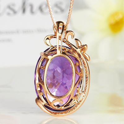 Colgante de Amatista Sintética de Lujo con Gemas Incrustadas en Oro 18K - Image 10