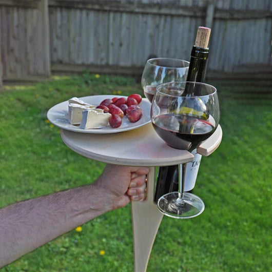 Mesa Portátil para Vino y Picnic - Tabla Redonda Plegable de Madera - Image 13