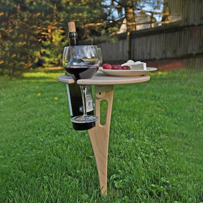 Mesa Portátil para Vino y Picnic - Tabla Redonda Plegable de Madera - Image 5