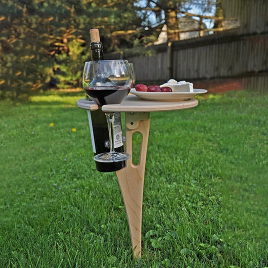 Mesa Portátil para Vino y Picnic - Tabla Redonda Plegable de Madera - Image 5