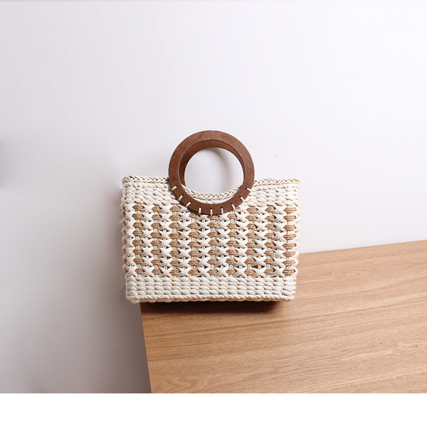 Bolsa de Playa Tejida a Mano con Fibra de Maíz - Estilo Retro